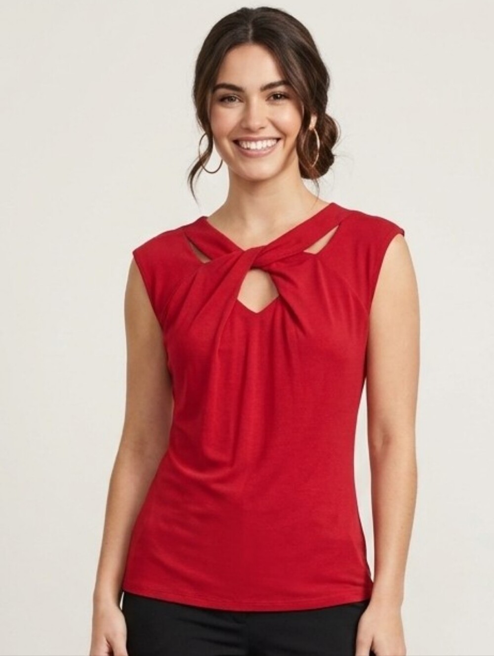 GNW Red Twist Front Sleeveless Tank Top